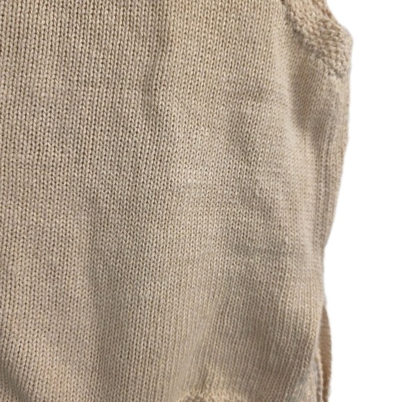 RALPH LAUREN WOMENS  HAND KNIT CARDIGAN SWEATER BEIGE EMBROIDERED COTTON MEDIUM - Picture 6 of 9